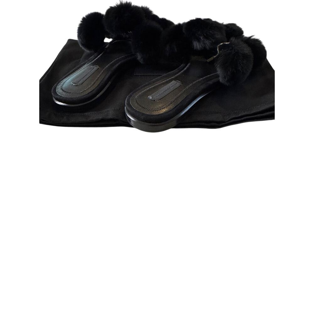Alexander Wang Ava Rabbit Fur Pom Pom Slides – NIB – Women’s Sz 7 / 37.5 - Picture 11 of 11